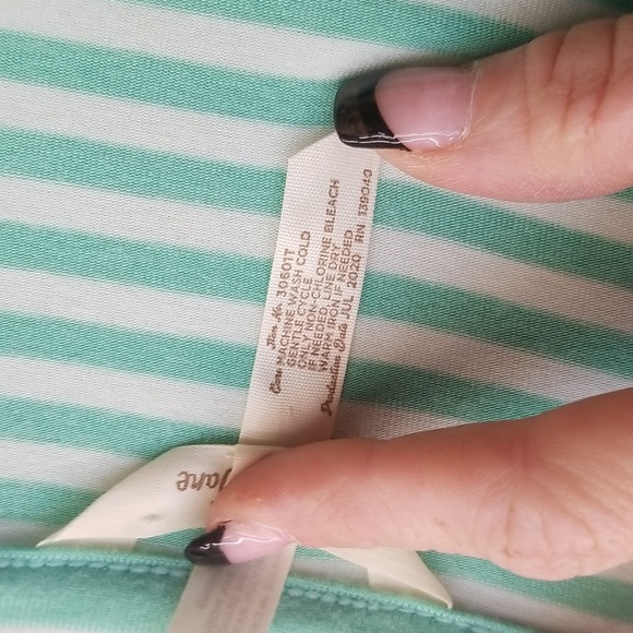 Matilda Jane Green Striped Top with Blue Polka Dot Hem - Picture 3 of 5